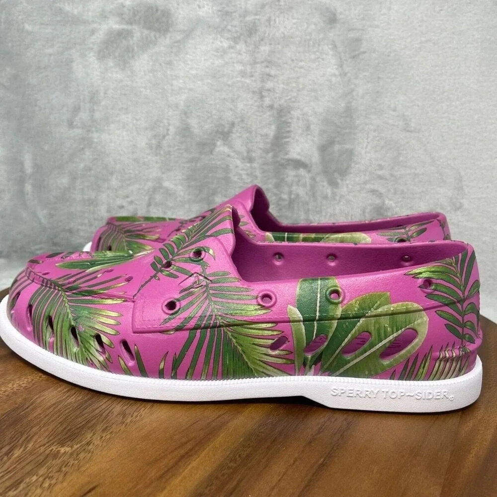 Sperry Boat Shoes Mens 9M Womens 11 Pink Palm A/O Float EVA Rubber STS23825